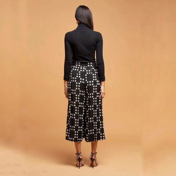 Anthropologie Eva Franco Palazzo Pants Black White Polka Dot Work Boho Size 4 - Picture 16 of 16